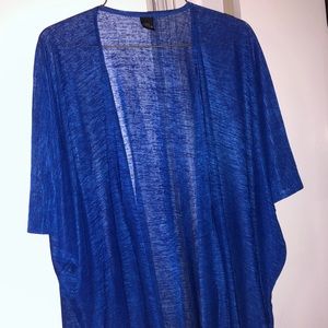 Solid Blue Short Sleeve Sheer Kimono